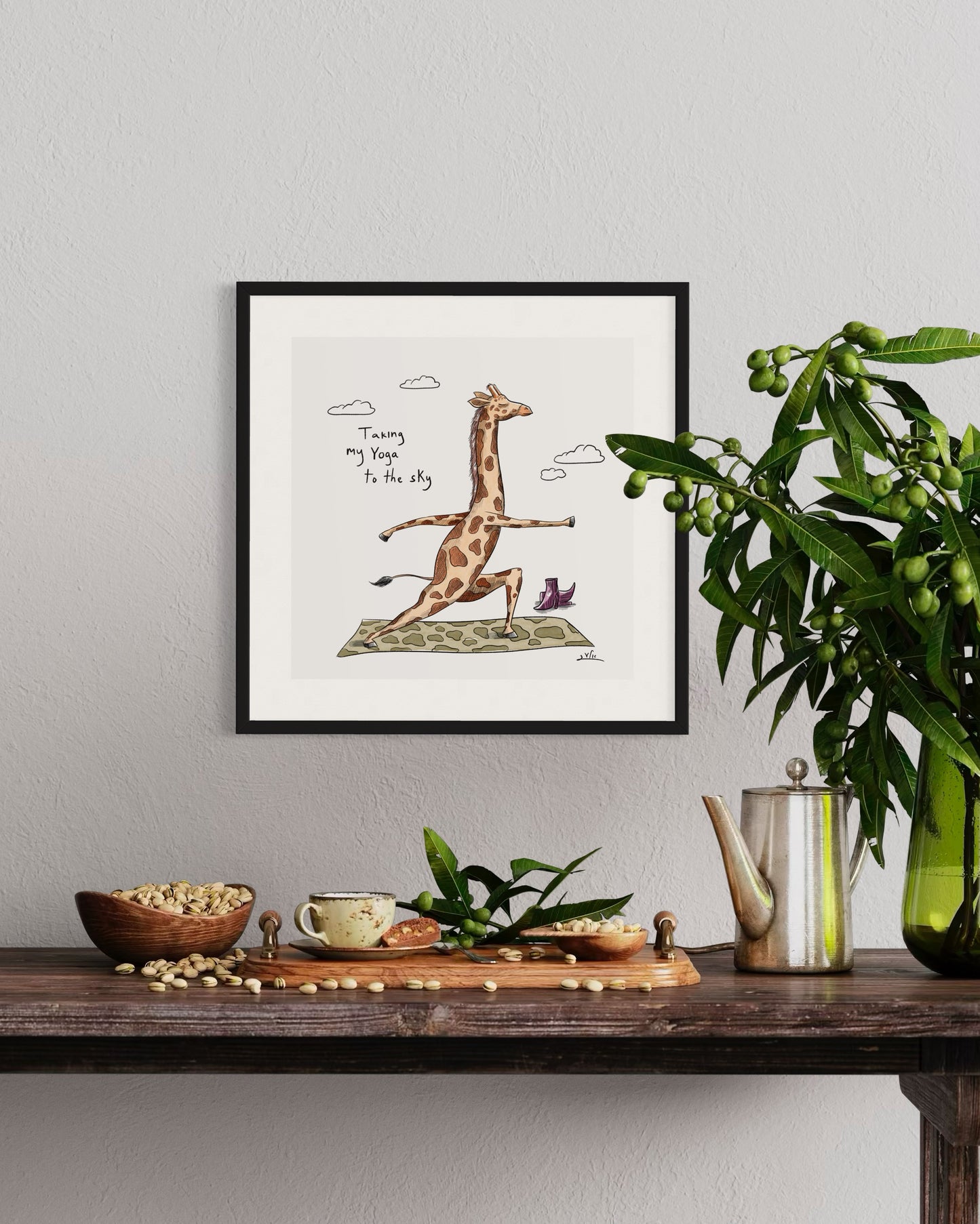 Giraffe Yoga | Wall art print