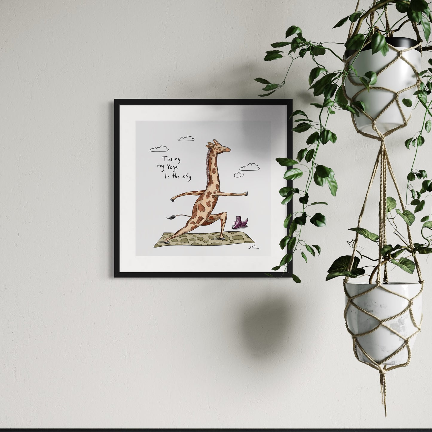 Giraffe Yoga | Wall art print