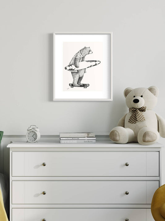 Bear Skateboard | Wall art print