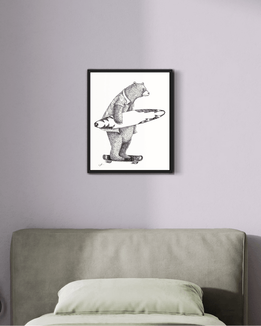 Bear Skateboard | Wall art print